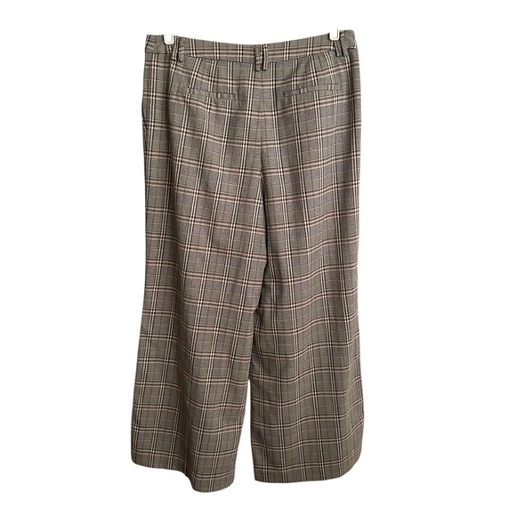 1. STATE Brown Plaid High Waist Wide Leg Trousers Career Workwear Preppy Pants - Picture 8 of 15